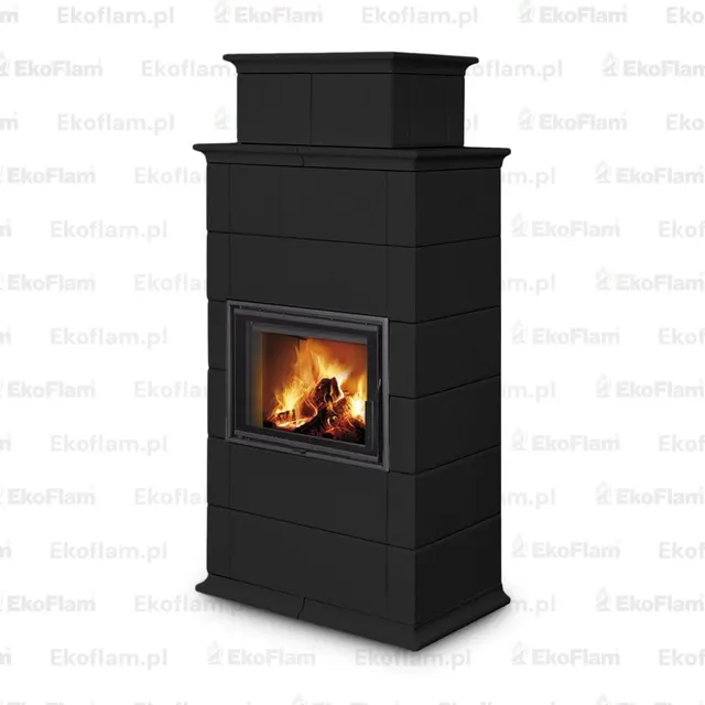 Kominek na drewno Romotop Baracca 10H ceramika  49400 czarny matowy