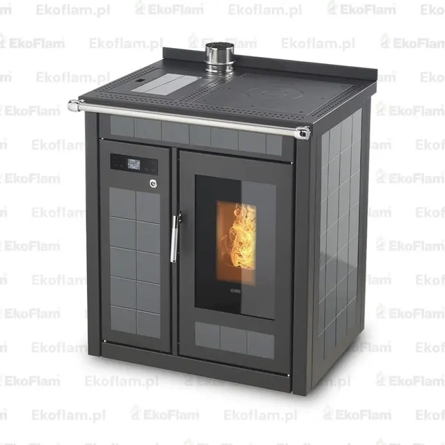 Kuchnia na pellet Klover Smart 80 Plus ceramika szara
