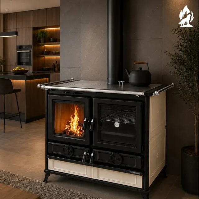 Wood-burning cooker Thermorossi Viola Maiolica beige