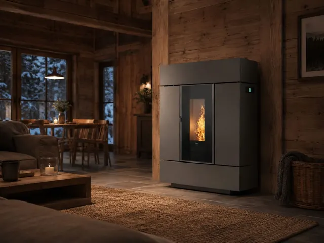 Kominek na pellet Klover Klio Slim stal brązowa