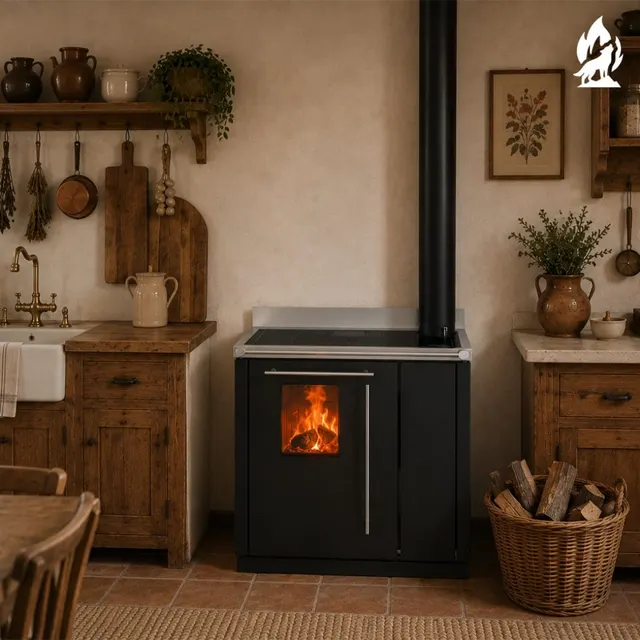 Wood-burning cooker Thermorossi Bosky 30 Square steel black