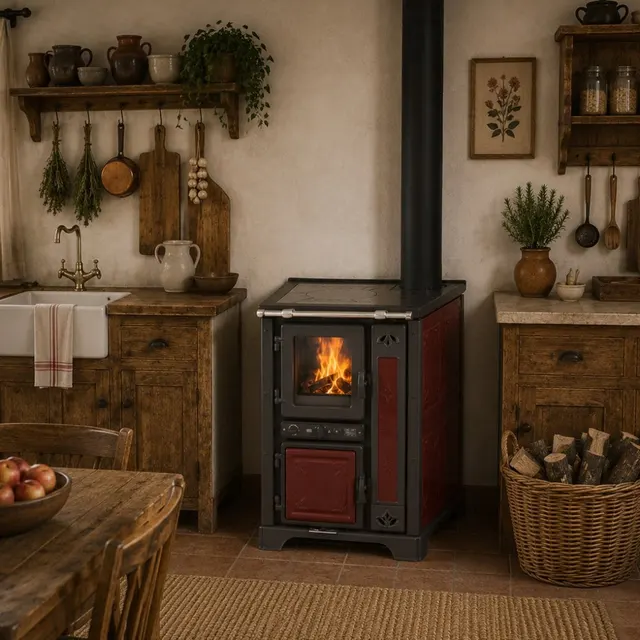 Wood-burning cooker Thermorossi Bosky 30 Fiori Maiolica bordo