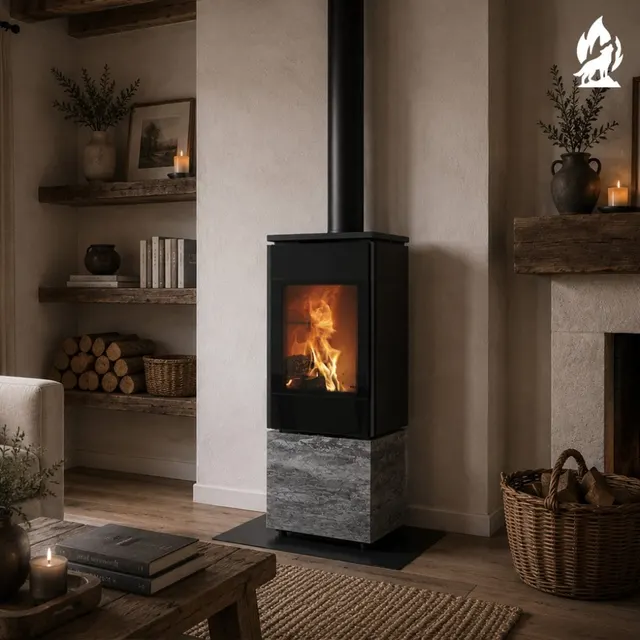 Kominek na drewno Nobis 8/10 Flat 500 gres dark