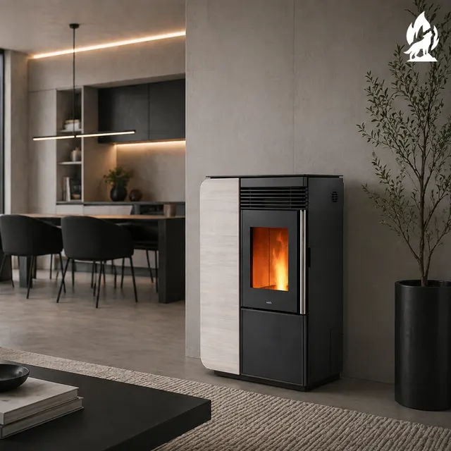 Kominek na pellet Nobis A10 Light Style C drewno białe