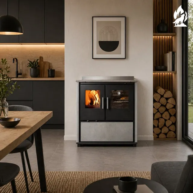 Wood-burning cooker Nobis Ogla 80 gres grey