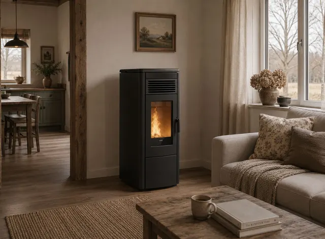Kominek na pellet Klover Aura 120 Multi-Air stal czarna