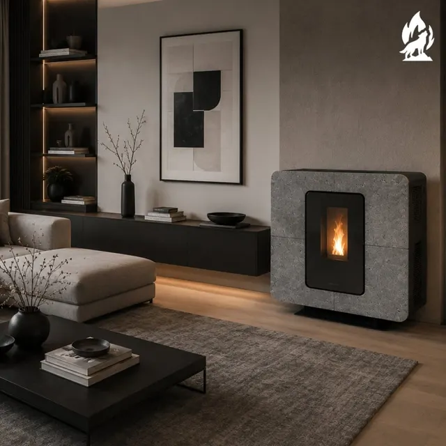 Kominek na pellet Thermorossi SlimQuadro Idra gres szary