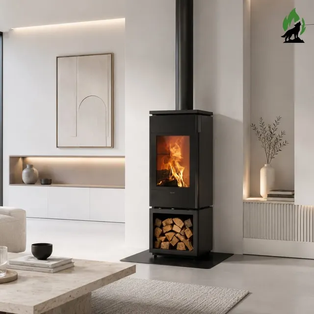 Kominek na drewno Nobis 8/10 Flat 300 stal brązowa