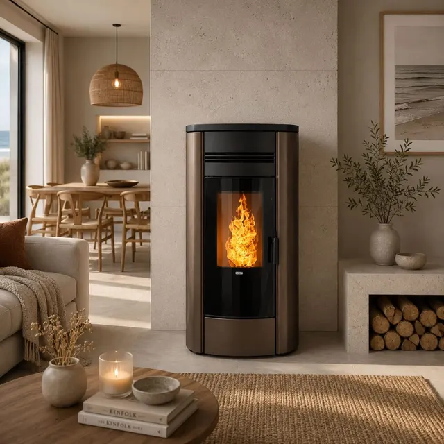 Kominek na pellet Klover Style 180 stal brązowa