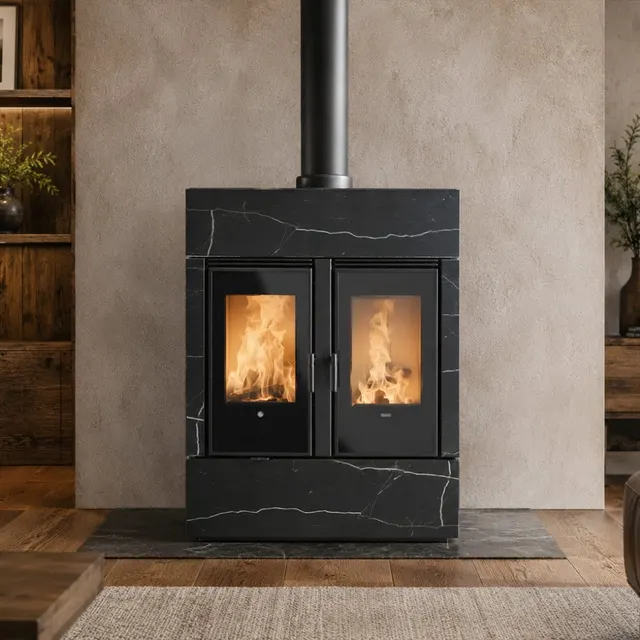 Kominek hybrydowy Klover Dual Air gres night