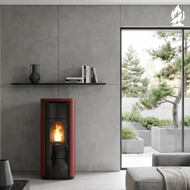 Kominek na pellet Nobis H20/25 Shape ceramika bordowa