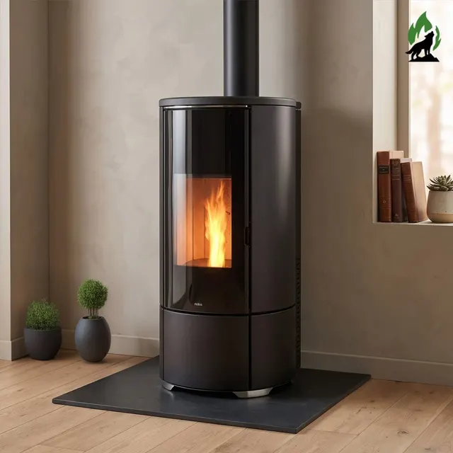 Kominek na pellet Nobis A8/10 Round Top/C V Ceramika czarna