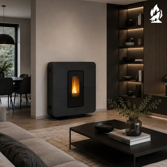 Kominek na pellet Thermorossi SlimQuadro Idra gres czarny
