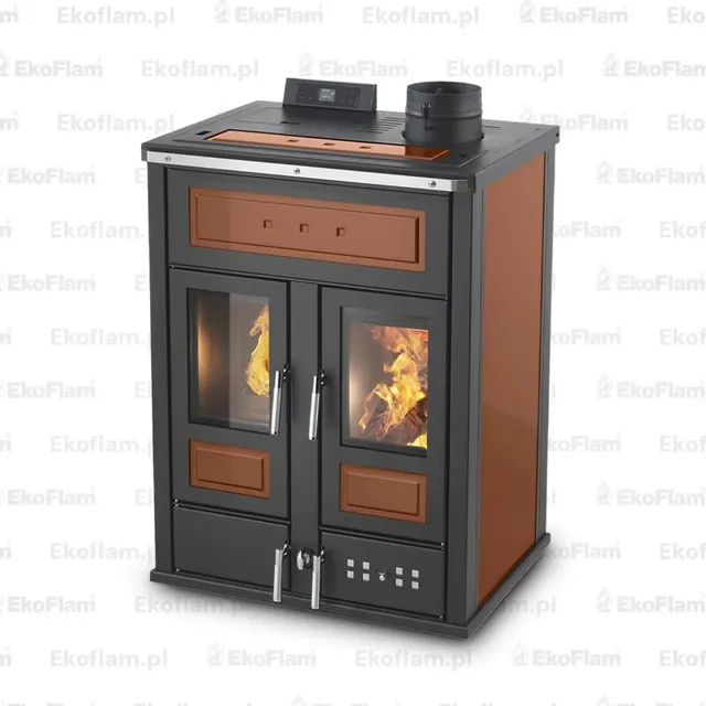 Kominek hybrydowy Klover Bi-Fire Mid stal camel