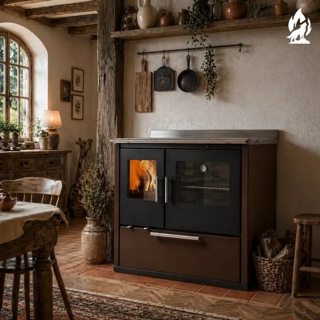 Wood-burning cooker Nobis Ogla 90 steel bronze