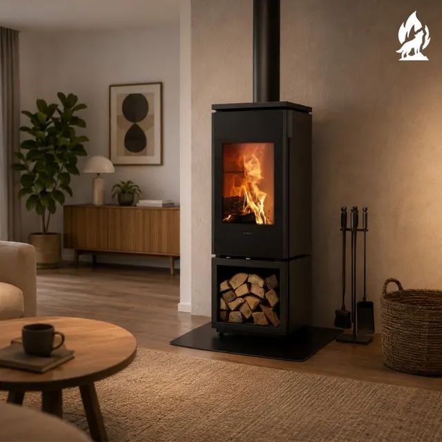 Kominek na drewno Nobis 8/10 Flat 330 stal brązowa
