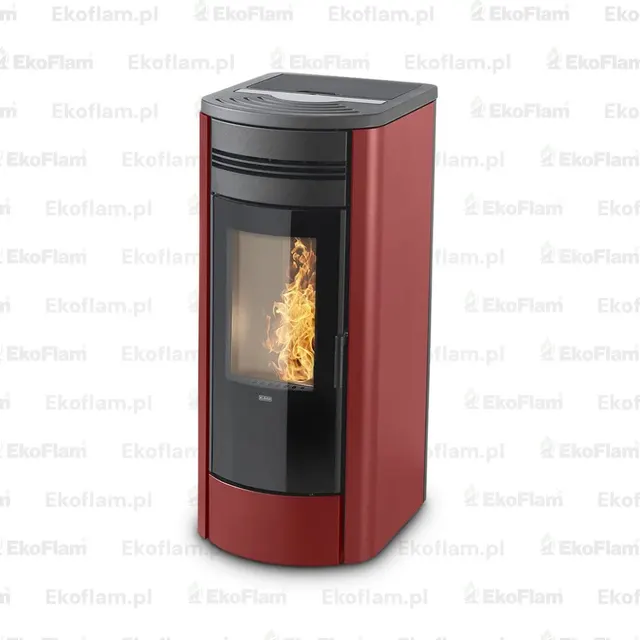 Kominek na pellet Klover Style 140 stal bordowy
