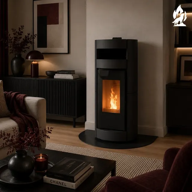 Kominek na pellet Thermorossi Chic Supreme Natural Plus ceramika czarna