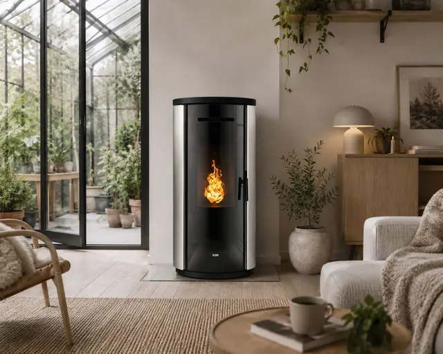 Kominek na pellet Klover Krono 80 Air stal kość słoniowa