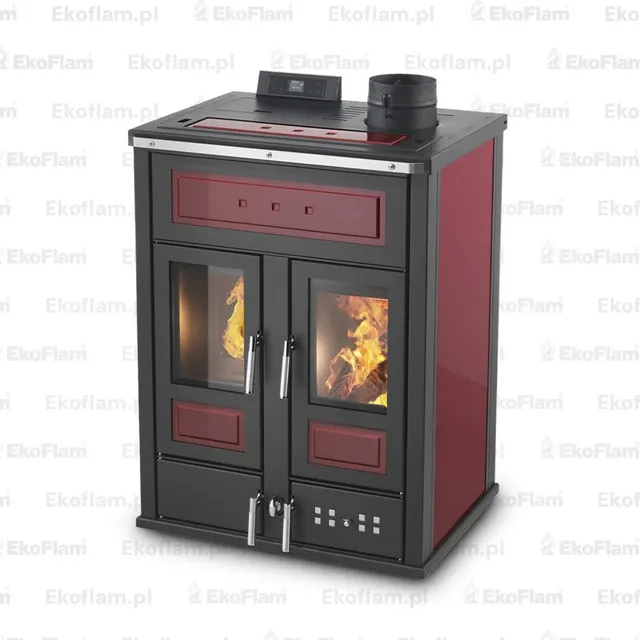Kominek hybrydowy Klover Bi-Fire Mid ceramika bordowa