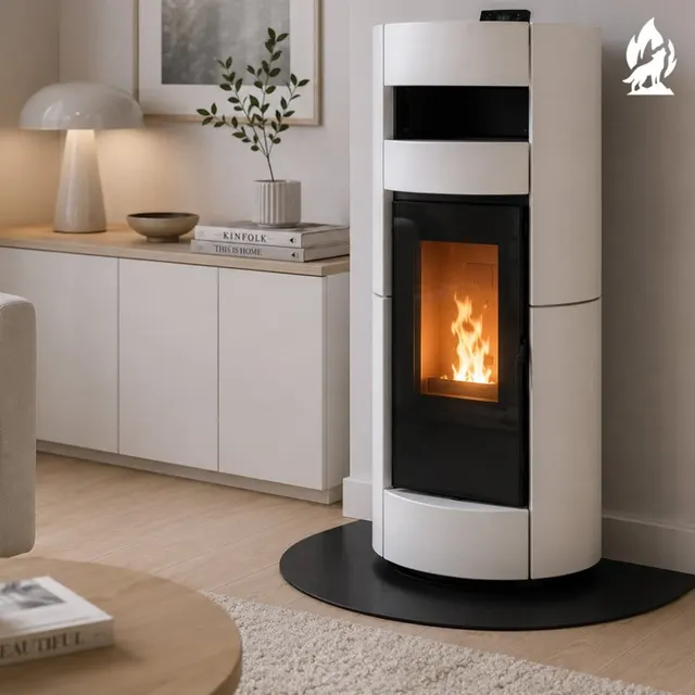 Kominek na pellet Thermorossi Chic Supreme Natural Plus ceramika biała