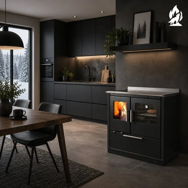 Wood-burning cooker Nobis Ogla 90 steel black