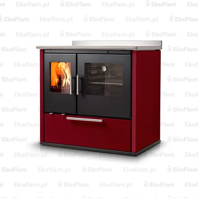 Wood-burning cooker Nobis Ogla 90 steel bordo