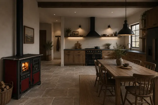 Wood-burning cooker Thermorossi Bosky F30 Fiori Maiolica bordo