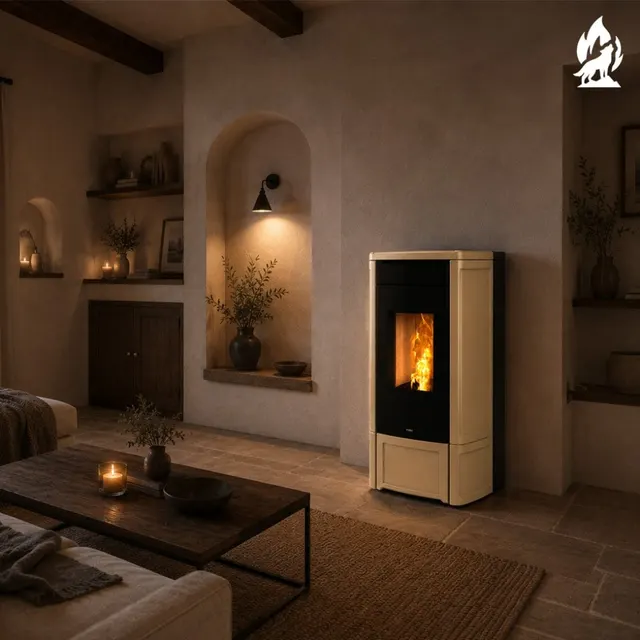 Kominek na pellet Nobis H14/17 Shape ceramika orzechowa