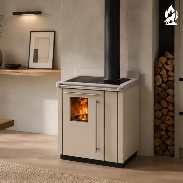 Wood-burning cooker Thermorossi Bosky 30 Square steel beige