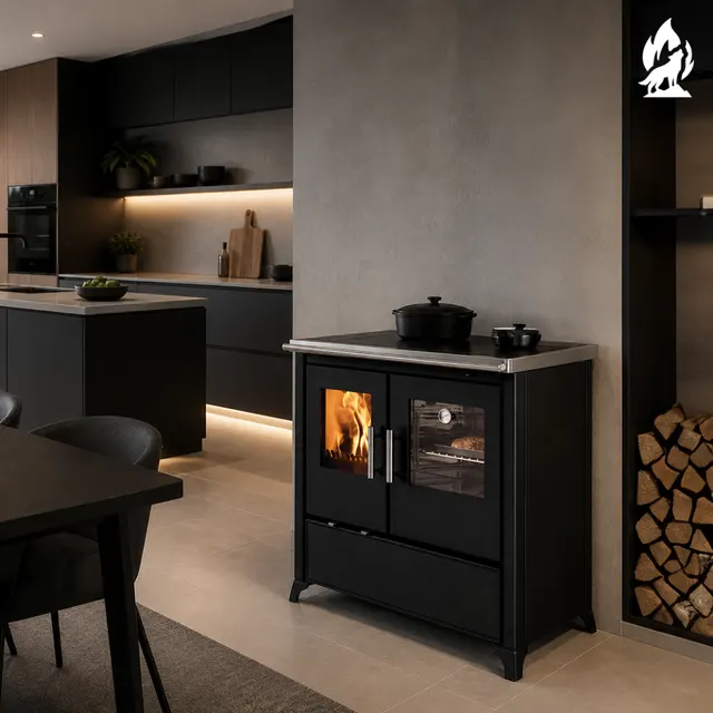 Wood-burning cooker Nobis Lina 80 gres dark