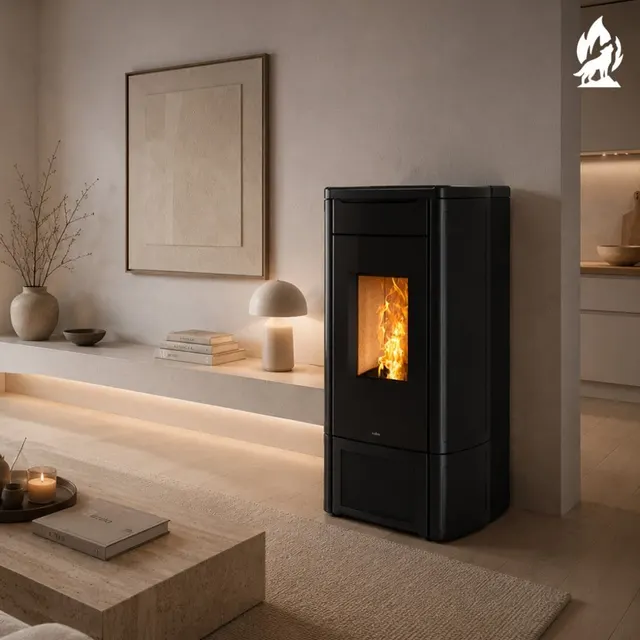 Kominek na pellet Nobis H14/17 Shape ceramika czarna
