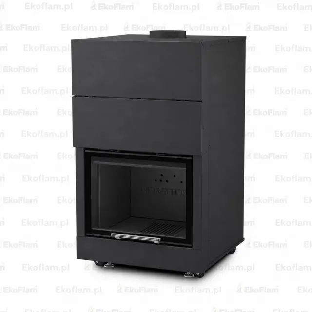 Czarne wnętrze paleniska do kominka Moretti Design Monodesign 70