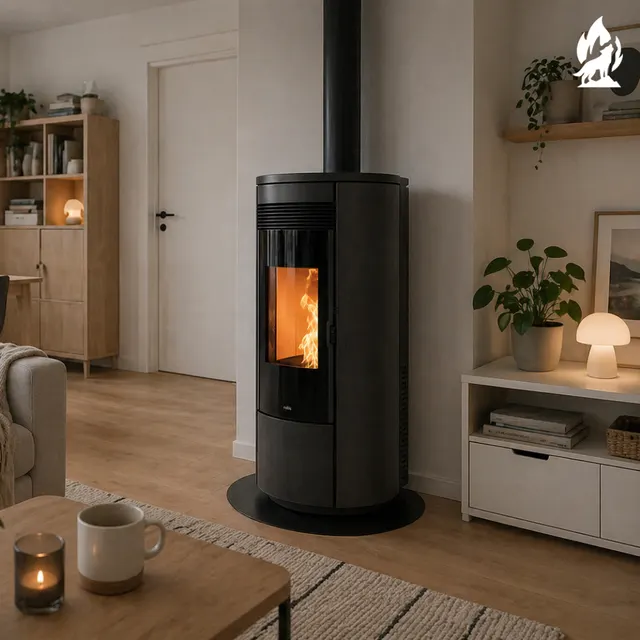 Kominek na pellet Nobis A11/13 Round TOP/C V szkło carbon