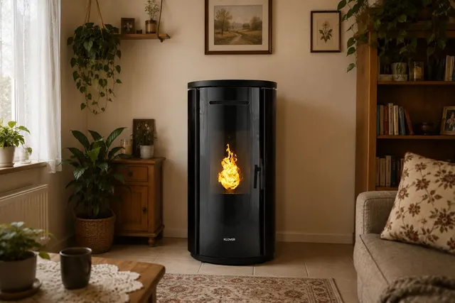 Kominek na pellet Klover Krono 80 Air stal czarna