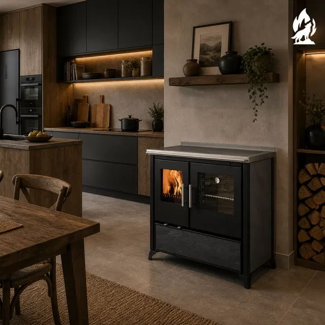 Wood-burning cooker Nobis Lina 90 gres dark