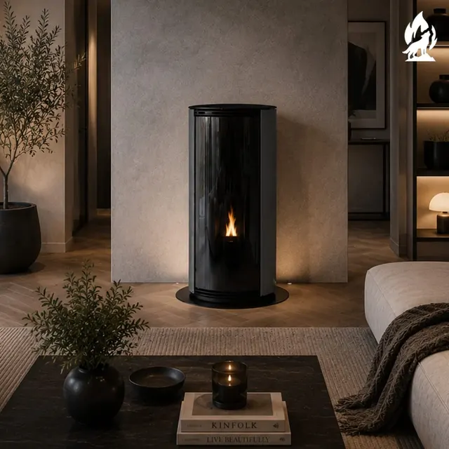 Kominek na pellet Moretti Design Trifolium Air szkło szare