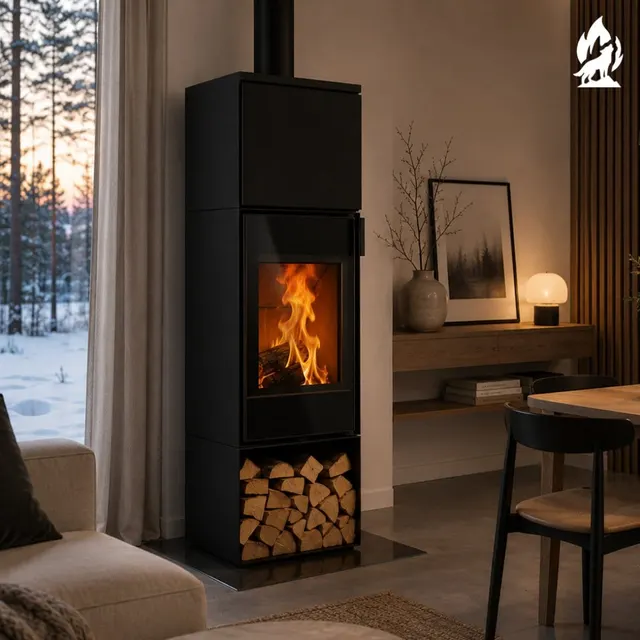 Kominek na drewno Nobis 8/10 Flat 330 stal czarna
