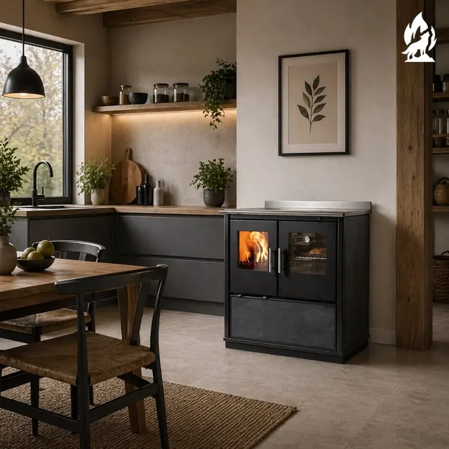 Wood-burning cooker Nobis Ogla 80 gres dark