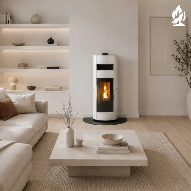 Kominek na pellet Thermorossi Chic Supreme Natural Plus ceramika biała
