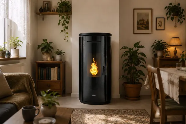 Kominek na pellet Klover Krono 80 Air stal czarna