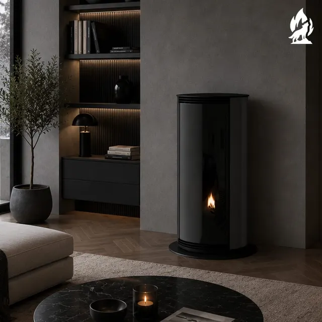 Kominek na pellet Moretti Design Trifolium Air szkło szare