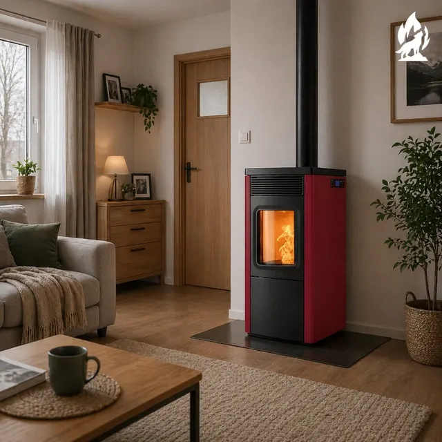 Kominek na pellet Nobis 6/9 N70 Top/Coax V stal bordowa