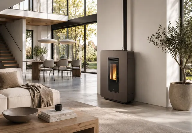 Kominek na pellet Klover Astra Multi-Air stal brązowa
