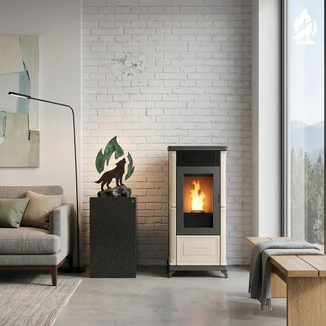 Kominek na pellet Nobis A9/10 Classic Plus V ceramika orzechowa