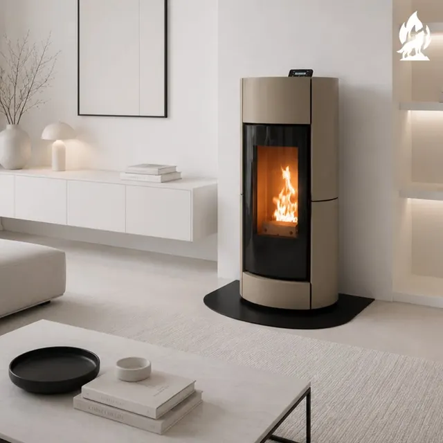 Kominek na pellet Thermorossi Chic Natural Plus ceramika orzechowa