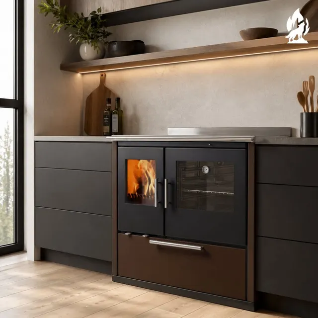 Wood-burning cooker Nobis Ogla 90 steel bronze