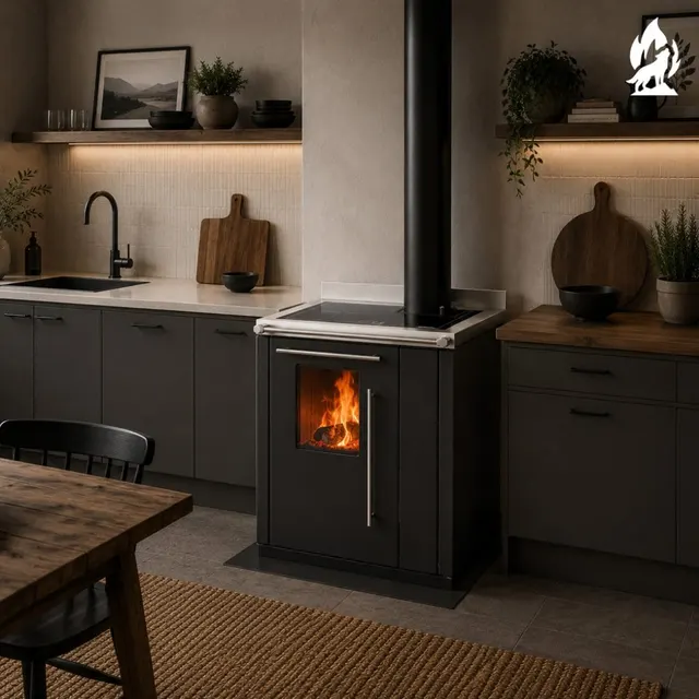 Wood-burning cooker Thermorossi Bosky 30 Square RtS steel black