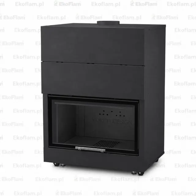 Czarne wnętrze paleniska do kominka Moretti Design Monodesign 90