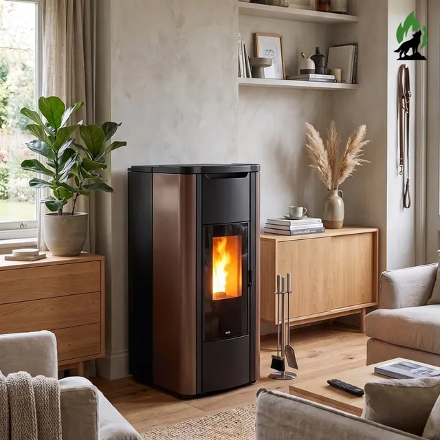 Kominek na pellet Nobis H20/25 Shape stal brązowa